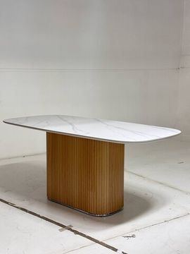 Стол TAMPA 180 цвет БЕЛЫЙ МРАМОР M326, керамика / Каркас OAK