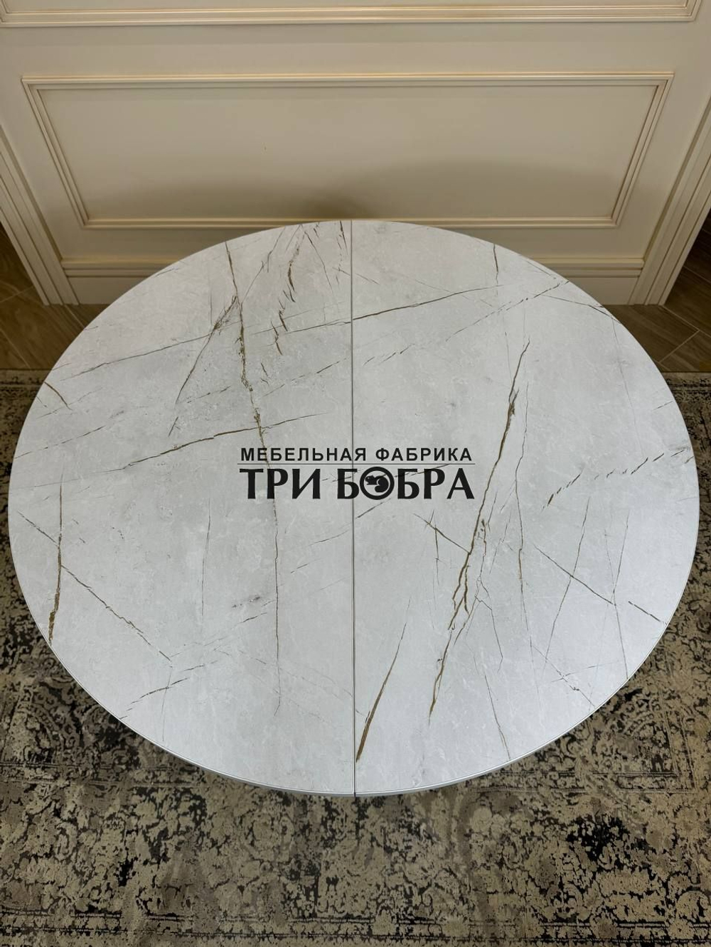 Стол круглый раздвижной "Лофт", белый каспий