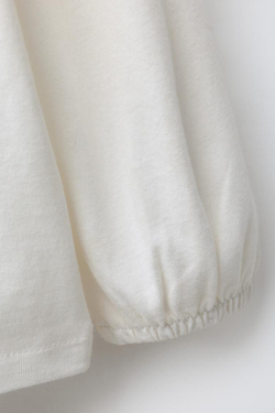 ZARA ФУТБОЛКА С ОТЛОЖНЫМ ВОРОТНИКОМ И ВЫШИВКОЙ, ЭКРЮ