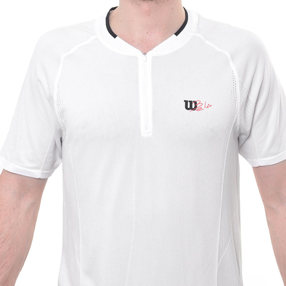 Мужское теннисное поло Wilson Players Seamless Zip Henley 2.0 - белый