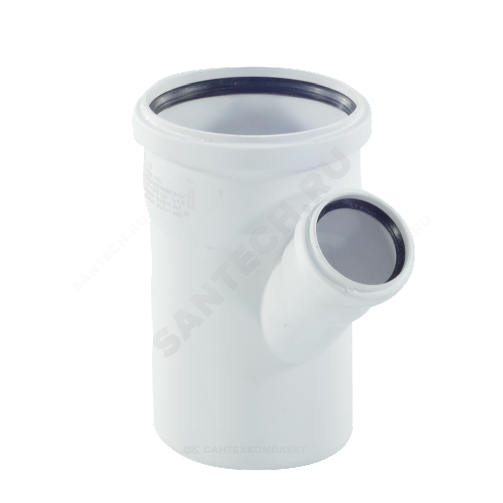Тройник PP-H переходной бесшумный белый RAUPIANO PLUS Дн 110х50х87гр б/нап в/к Rehau 11213241002