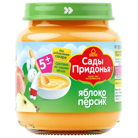 Пюре Сады Придонья яблоко-персик 120г с 5месяцев