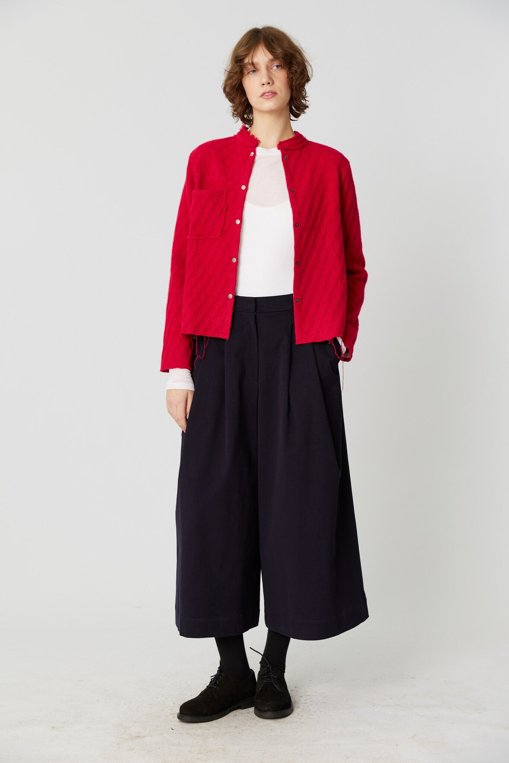 Кюлоты темно-синего цвета из бархатистого хлопка