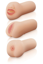 Набор Travel Trio Set из 3 мастурбаторов: ротик, вагина и анус (Цвет: телесный)