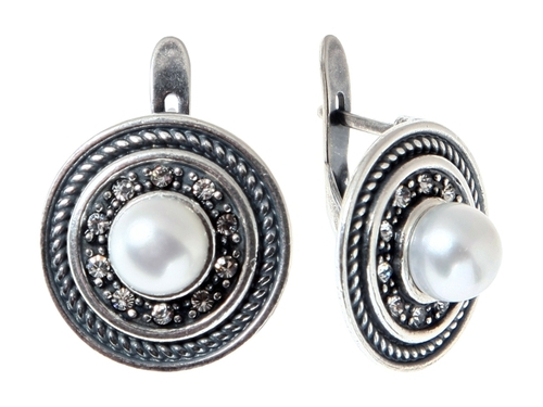 "Мизьюр" серьги в серебряном покрытии из коллекции " Радиус" от Jenavi  с английским замком