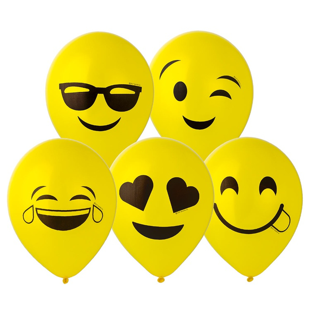 Шар латексный 30см Эмоции Смайлик (Желтый)