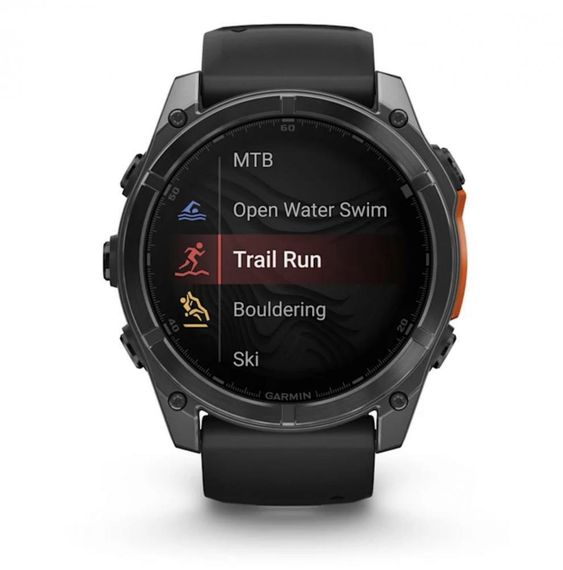 Умные часы Garmin Fenix 8, 51 мм, AMOLED, серый, черный силиконовый ремешок
