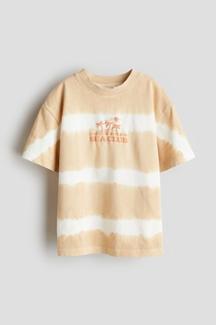 H&M Хлопковая футболка, бежевый