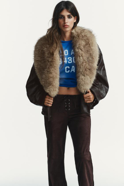 ZARA БРЮКИ FLARE С БАНТОМ, КОРИЧНЕВЫЙ