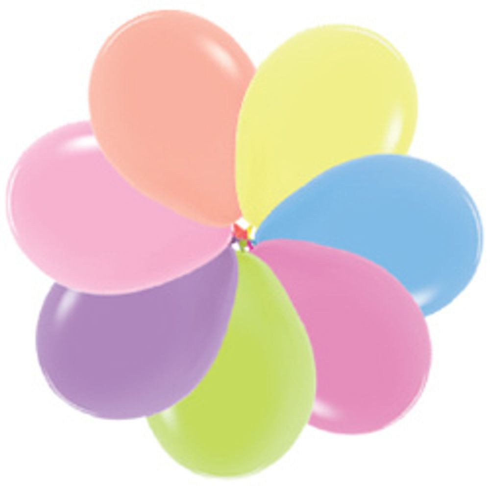Шар (12"/30 см) Ассорти, неон, флюор 50 шт.