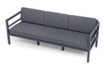 "Эстелья" диван 3-местный, каркас алюминий темно-серый (RAL7024) муар, ткань темно-серая 027