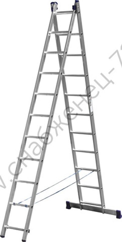 СИБИН 11 ступеней, со стабилизатором, алюминиевая, двухсекционная лестница (38823-11)