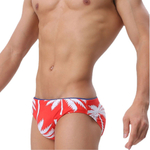 Красные мужские плавки-брифы с принтом в виде пальм (Размер: L) (Цвет: красный)