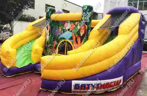 Коммерческий надувной батут "Двойная горочка" с закругленными скатами