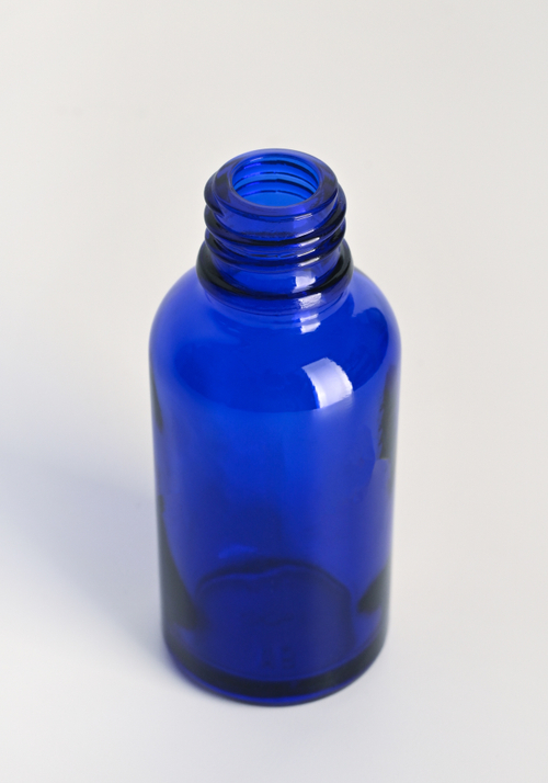 Синий глянцевый стеклянный флакон 30 мл.