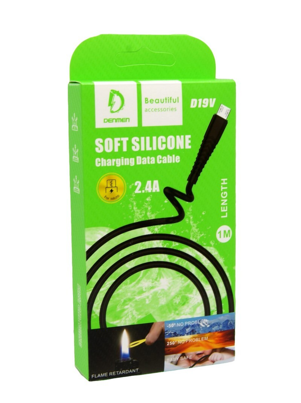 Кабель USB - Micro DENMEN D19V Silicone (черный) 1м