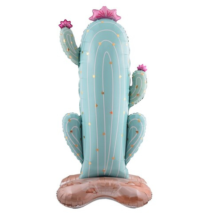 Фольгированный шар-фигура на подставке «Голубой кактус» AIR, сатин, 150 см
