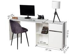 Письменный стол Мэдди с ящиками белое тиснение