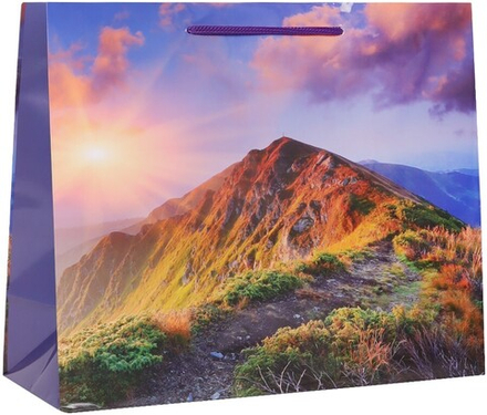 Пакет подарочный, Горный пейзаж, 18*23*10 см, 1 шт.