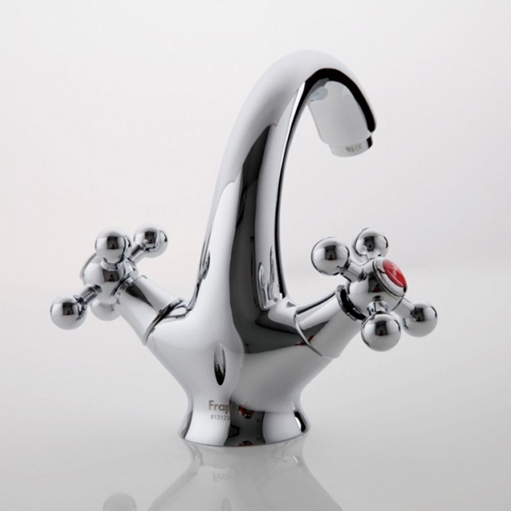 Смеситель для раковины, Frap, корот изл, с кран-буксой, хром, F1019