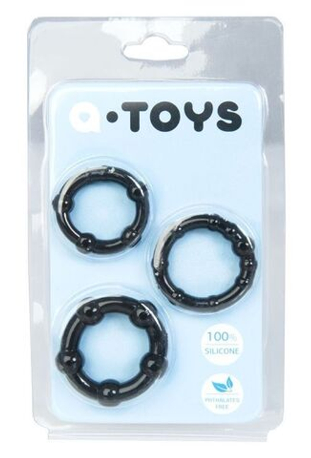 Набор из 3 чёрных эрекционных колец A-toys
