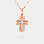 Крест православный без вставки из розового золота 585 пробы для женщин (арт. 080933)