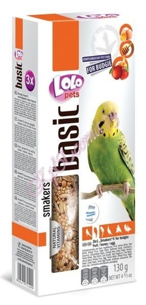 LoLo PETS Smakers для волнистых попугаев 3в1 фрукты / мед / яйцо
