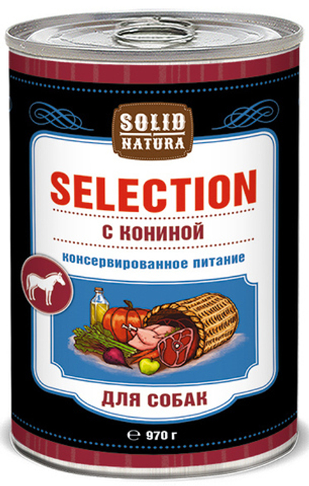 Solid Natura Selection Конина влажный корм для собак жестяная банка 970 г