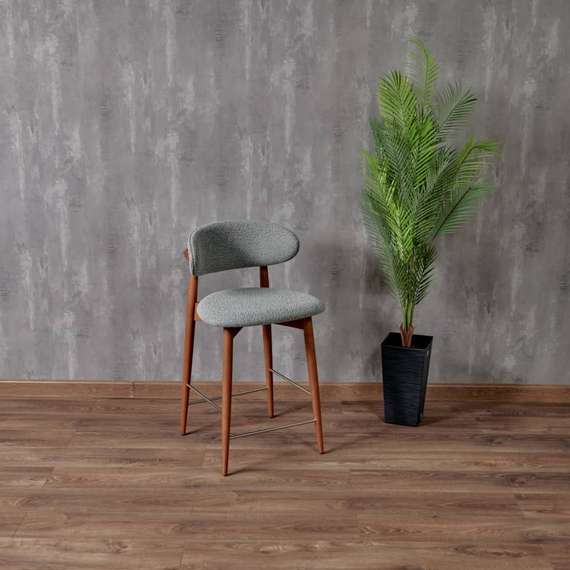 Полубарный стул Mod, светло-серое букле, ножки цвета орех