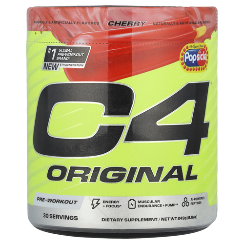 C4 / Cellucor, C4® Original, предтренировочный комплекс, вишневый леденец, 249 г (8,8 унции)