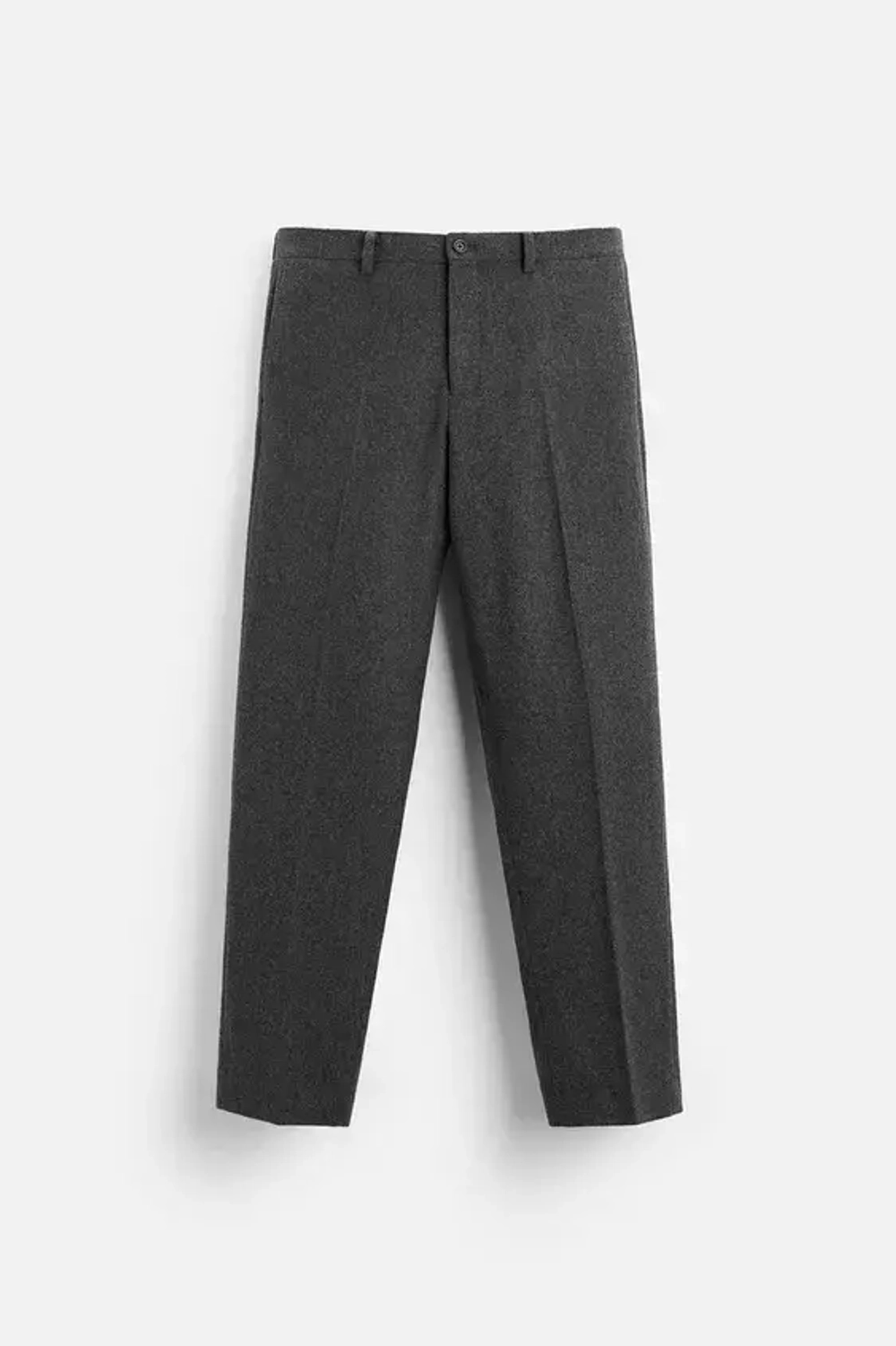 ZARA ШЕРСТЯНЫЕ БРЮКИ С РЕЛЬЕФНЫМ УЗОРОМ, МЯГКИЙ СЕРЫЙ