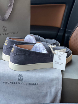 Лоферы Brunello Cucinelli мужские замшевые серого цвета