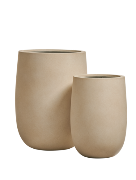 Кашпо TREEZ ERGO - Fine Rock - Высокая округлая чаша - Песок тёплый беж