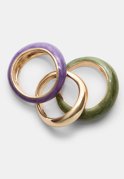 STRADIVARIUS Набор из 3 колец, зеленый