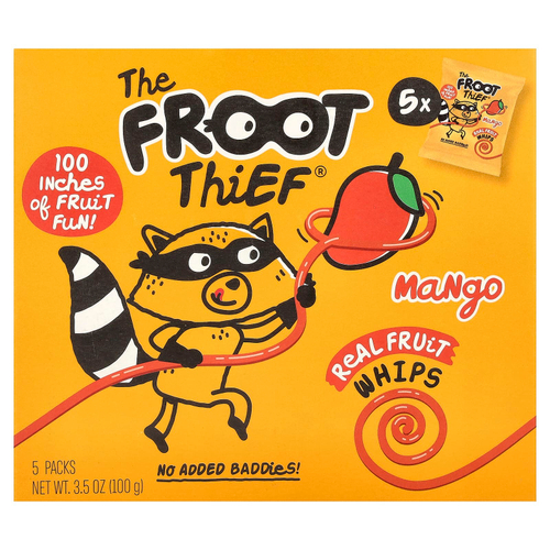 The Froot Thief, Real Fruit Whips, манго, 5 пакетиков по 20 г (0,7 унции)