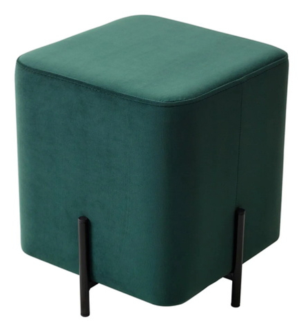 Пуф для гостиной ФЕЛИКС квадратный зеленый #19, велюр / черный каркас М-City