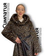 Двустороннее комбинированное пальто с леопардовым принтом с поясом