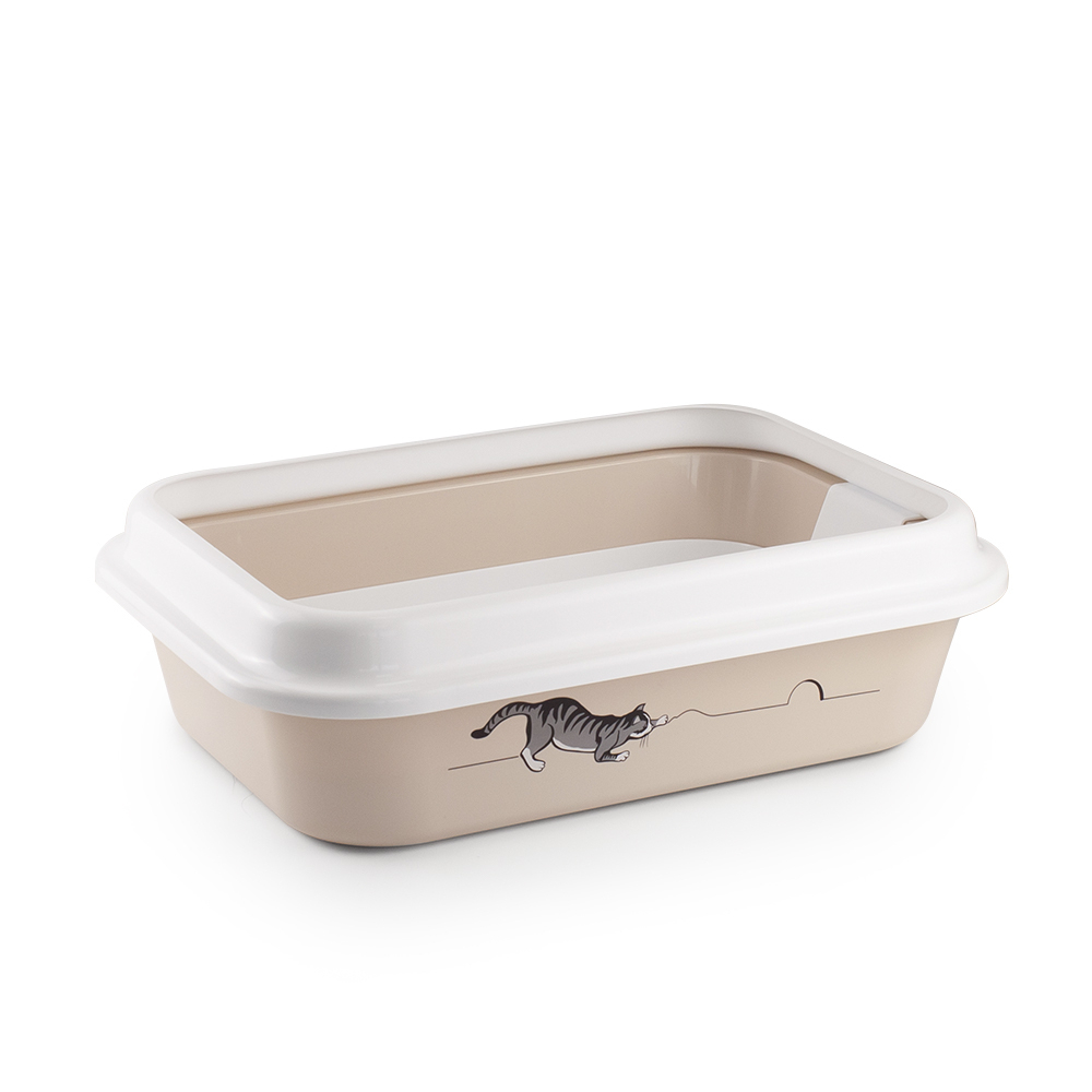 Лоток / туалет ZOOEXPRESS "Мегакис" с сеткой, рамкой и рисунком - 46х34,5х14 см