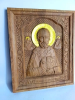 Освященная Икона Николая Чудотворца 20х17см., дуб