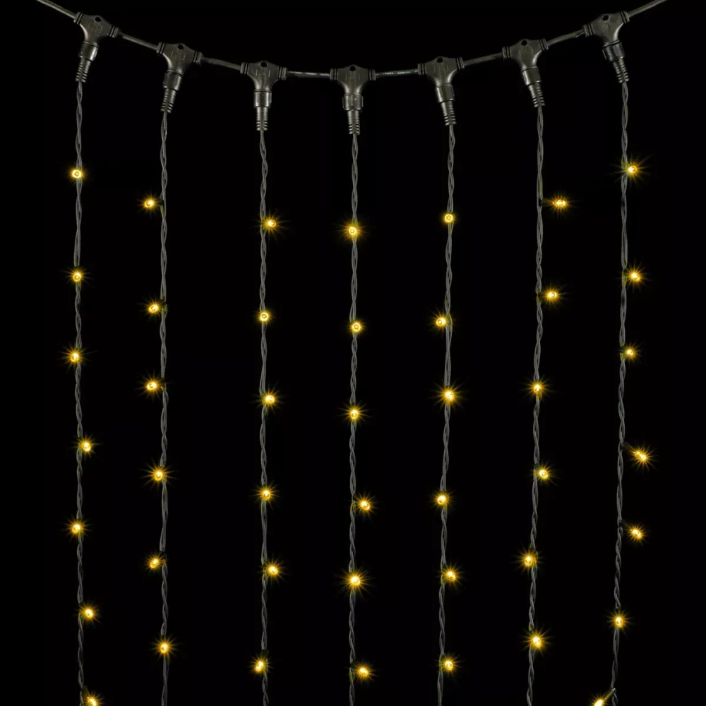 Светодиодный занавес Sealed 2*3 м., 220V., 600 теплых белых LED ламп, черный каучук, Beauty Led (LL602-1-2WW)