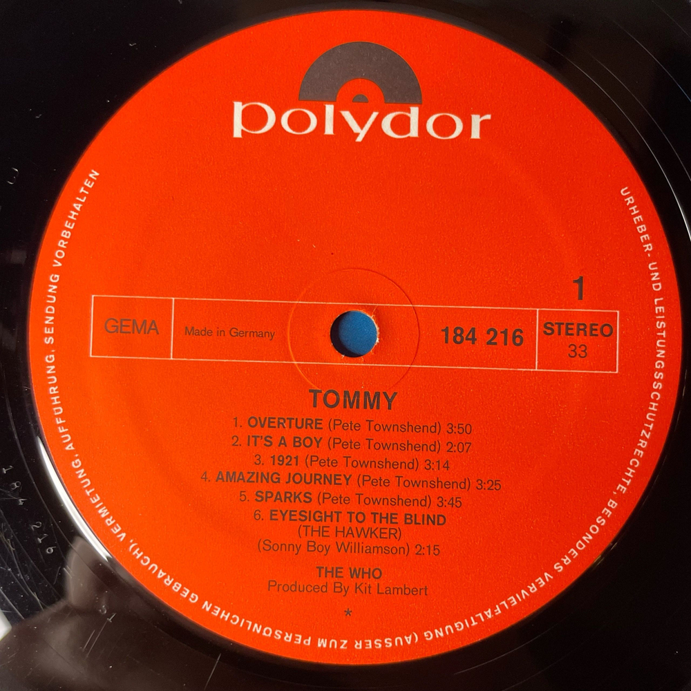 Винтажная виниловая пластинка LP The Who Tommy (Германия 1974)