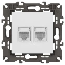 Розетка ЭРА Elegance 14-3108-01 информационная двойная 2хRJ45 IP20 белый | Эра Elegance