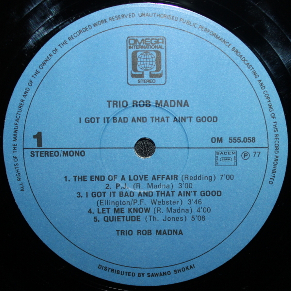 Trio Rob Madna / I Got It Bad And That Ain't Good (LP)