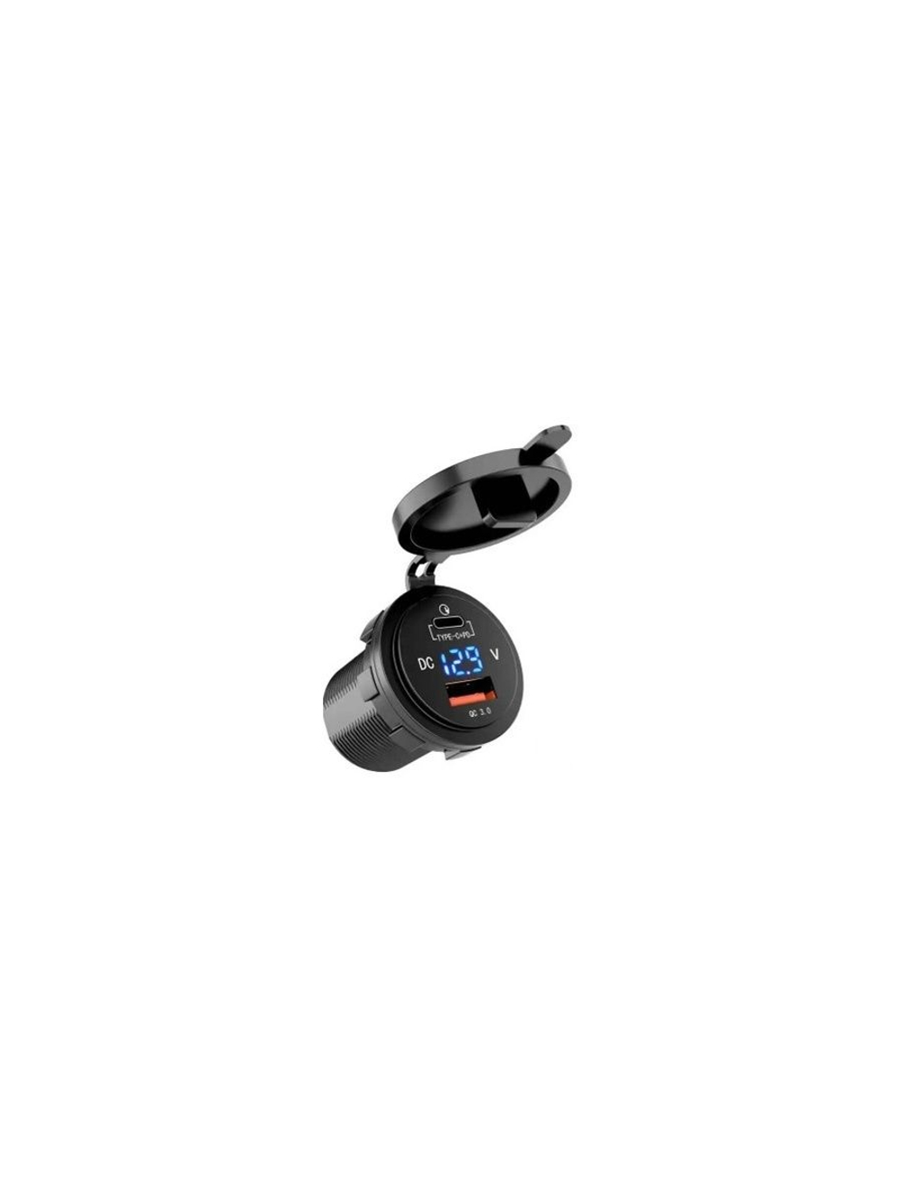 Розетка USB QC 3.0, PD с вольтметром