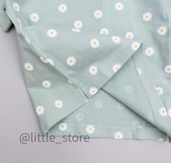 Футболка хлопковая "Ромашковое лето" ромашки на голубой дымке