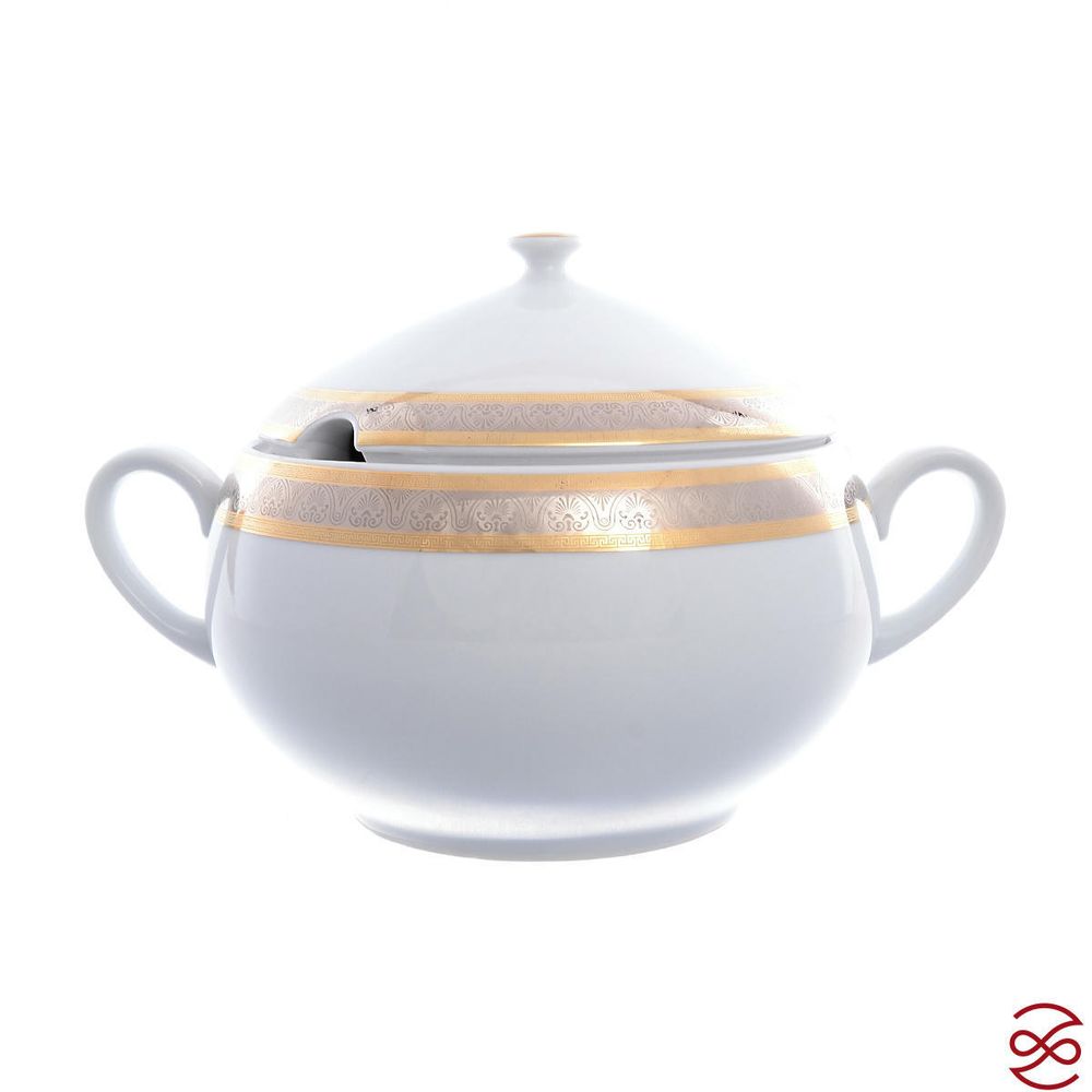 Столовый сервиз на 6 персон Thun Опал широкий кант платина золото 28 предметов