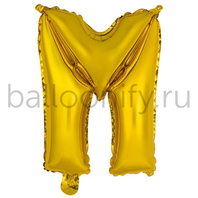 Фольгированная фигура, Буква М 35 см Gold