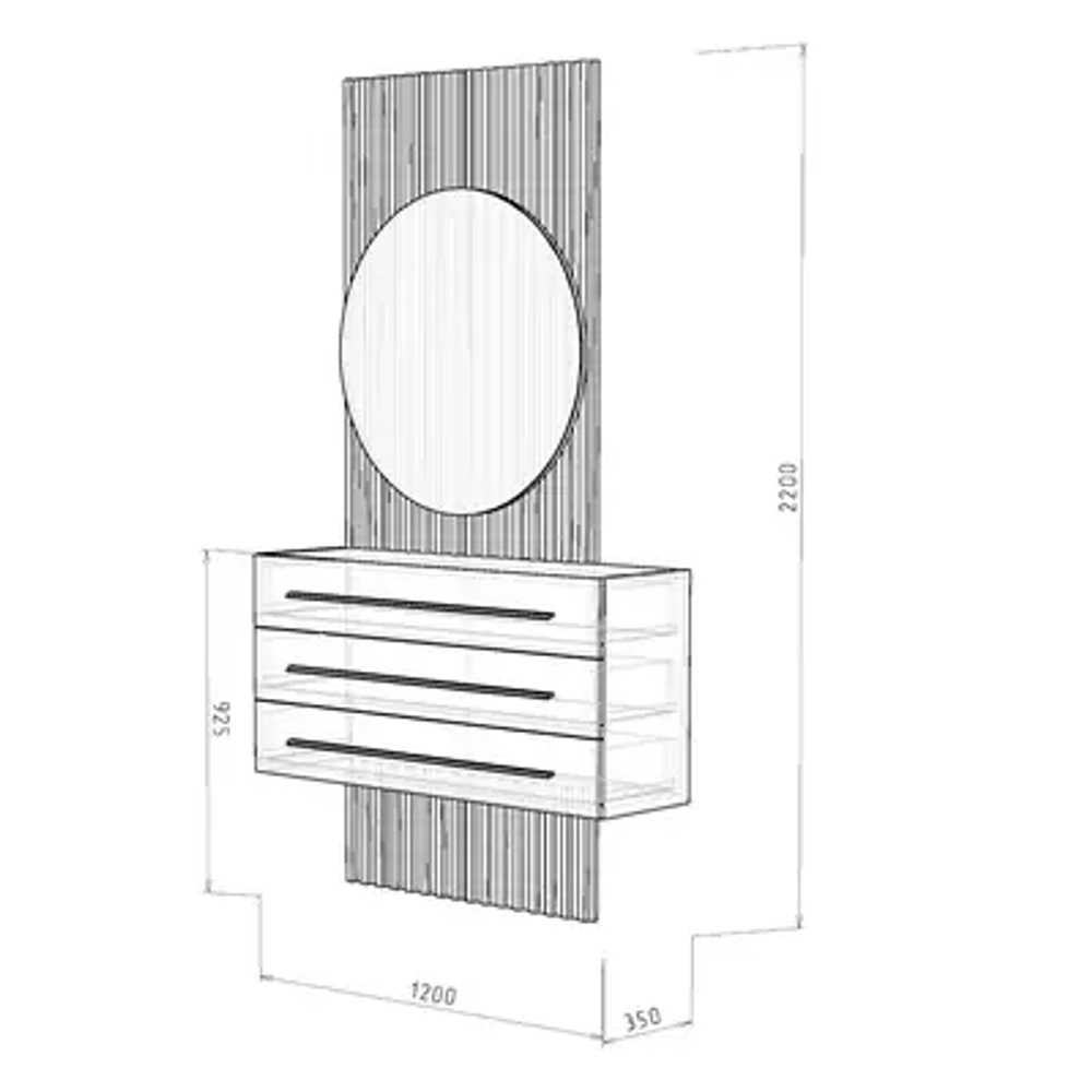Аэлита Тумба подвесная с зеркалом Дуб вотан/Черный