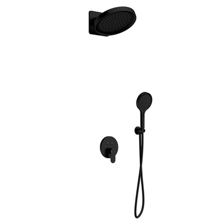 AQM 8402MB Набор для комплектации душа со смесителем, Черный матовый