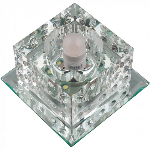 DLS-L116 G9 GLASSY/CLEAR Светильник декоративный встраиваемый, серия Luciole. Квадратный. Без лампы, цоколь G9. Доп. светодиодная подсветка 1Вт.  Стек